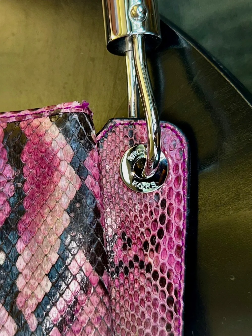 Michael Kors Collection — Large Skorpios Python Satchel Multicolor Pink Genuine